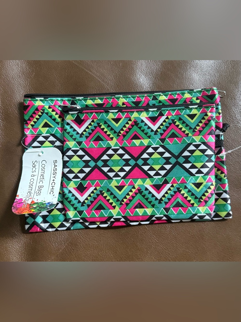 Geometric Aztec Print Makeup Travel bags- 2 pack